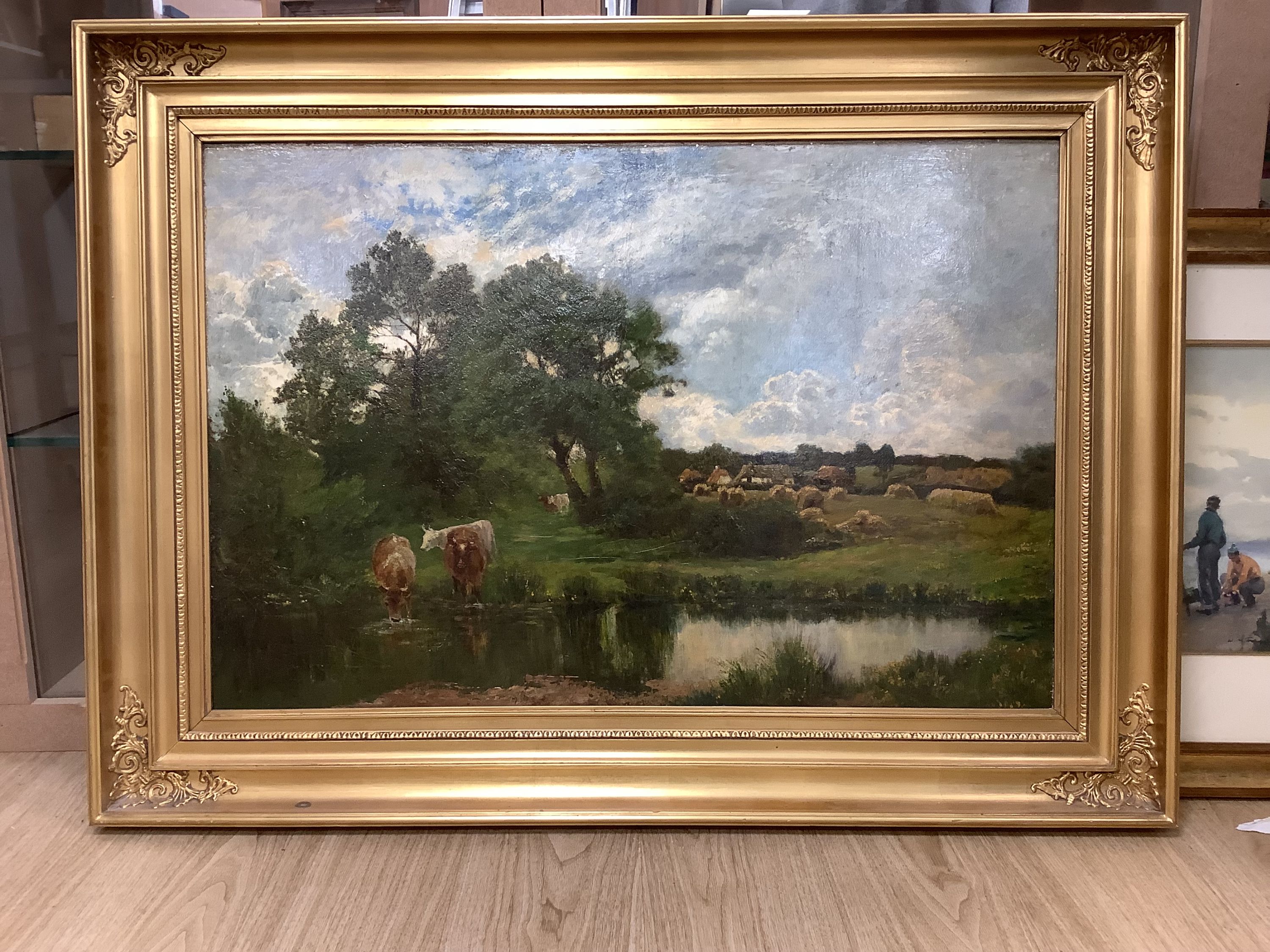 John Clayton Adams (1840-1906), oil on canvas, 'Norfolk Farm', 61x90cm